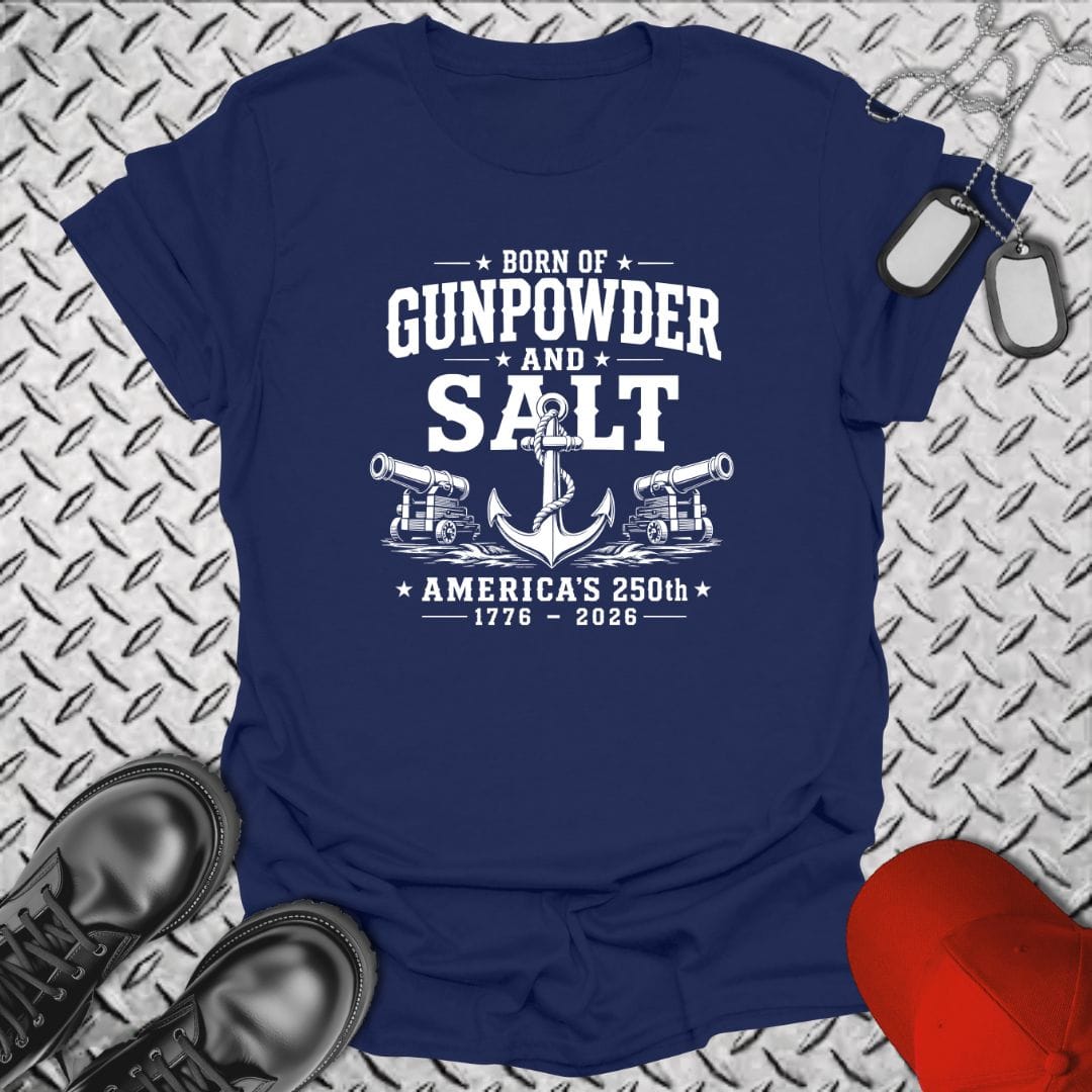 NavyHumor Everyday Tee Navy / S Born of Gunpowder & Salt 250th