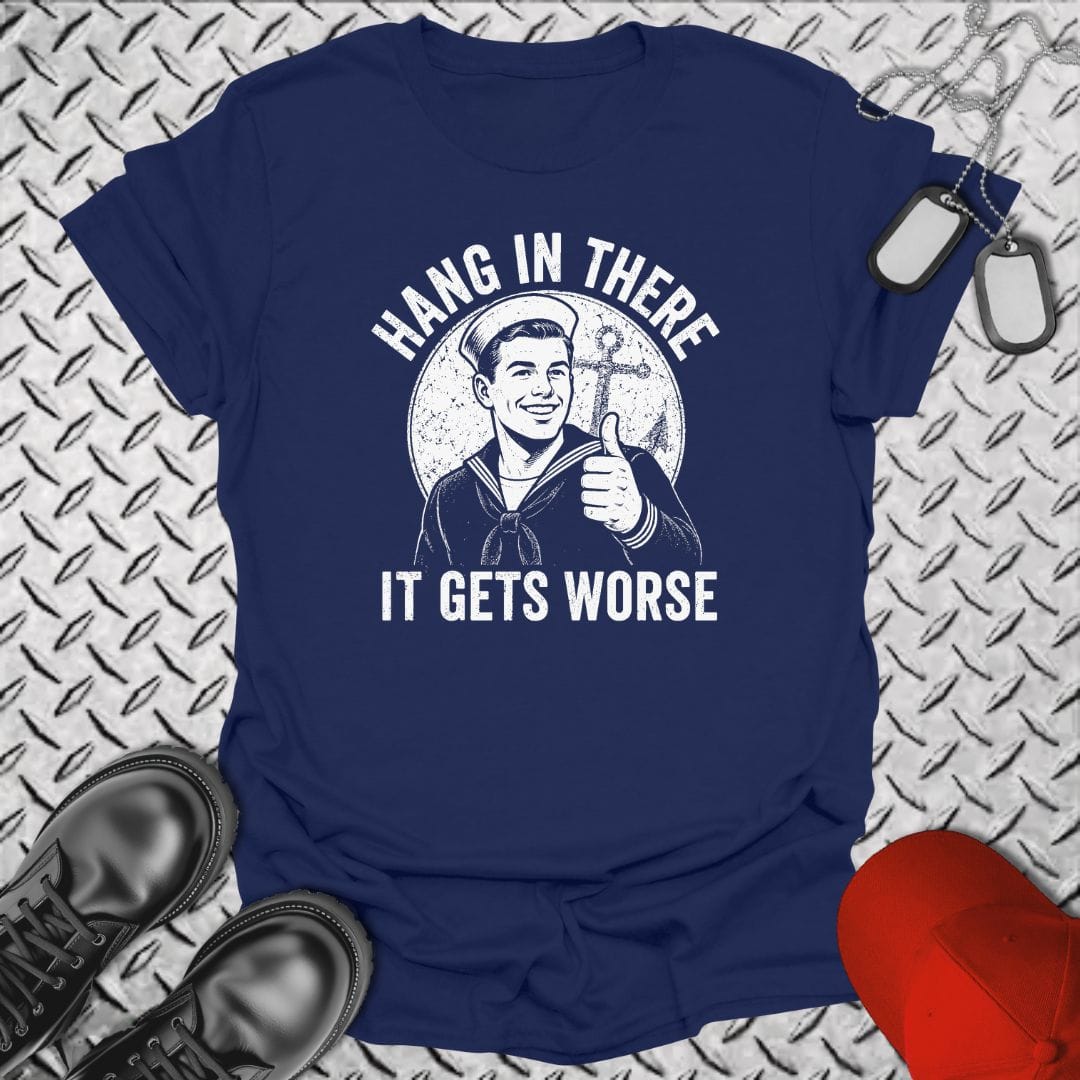 NavyHumor Everyday Tee Navy / S Hang In There, It Gets Worse