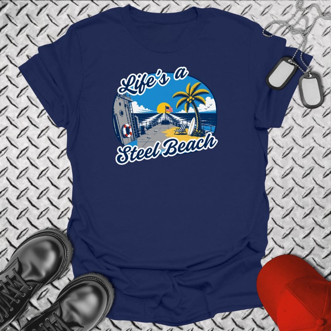 NavyHumor Everyday Tee Navy / S Life's A Steel Beach