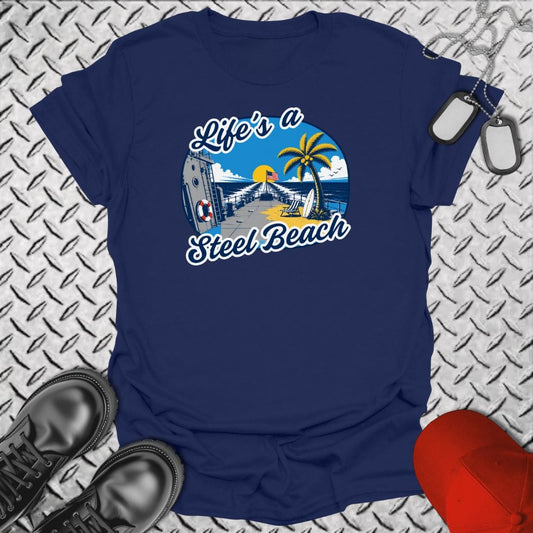 NavyHumor Everyday Tee Navy / S Life's A Steel Beach