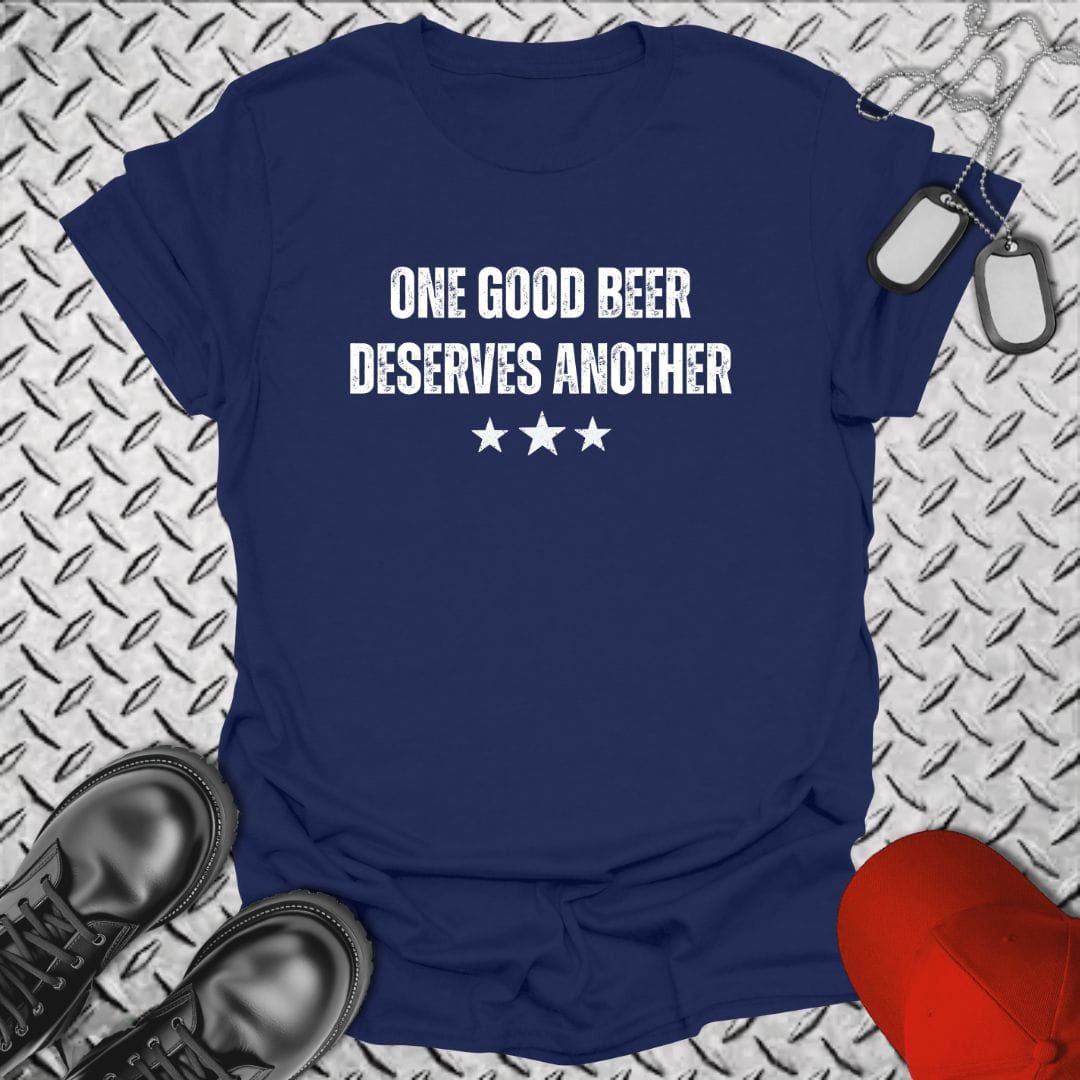 NavyHumor Everyday Tee Navy / S One Good Beer Deserves Another