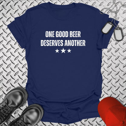 NavyHumor Everyday Tee Navy / S One Good Beer Deserves Another