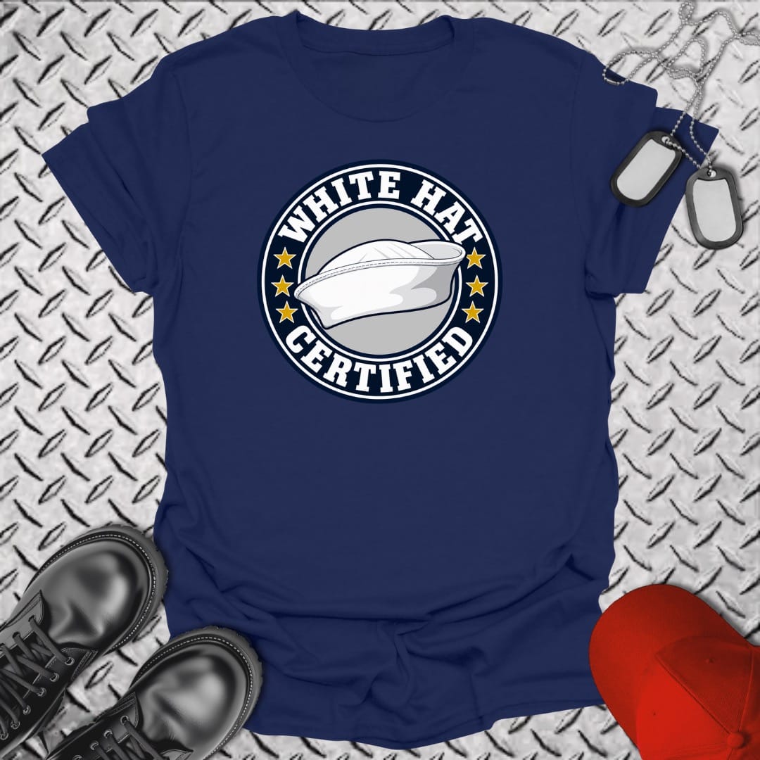NavyHumor Everyday Tee Navy / S White Hat Certified
