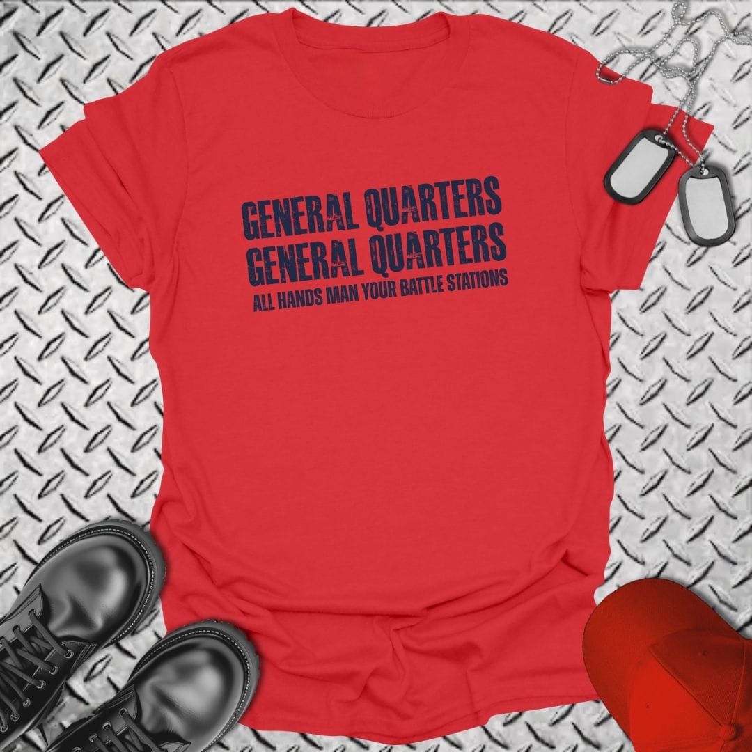 NavyHumor Everyday Tee Red / S All Hands Man Your Battle Stations