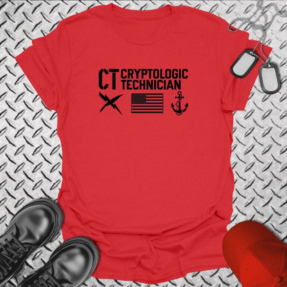 NavyHumor Everyday Tee Red / S CT - Flag & Anchor
