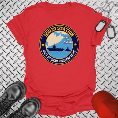 NavyHumor Everyday Tee Red / S Gonzo Station Patch