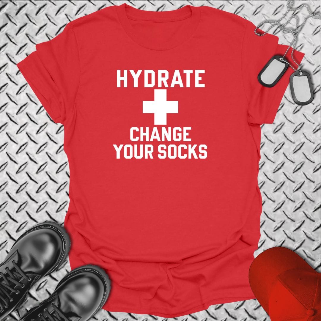 NavyHumor Everyday Tee Red / S Hydrate + Change Your Socks