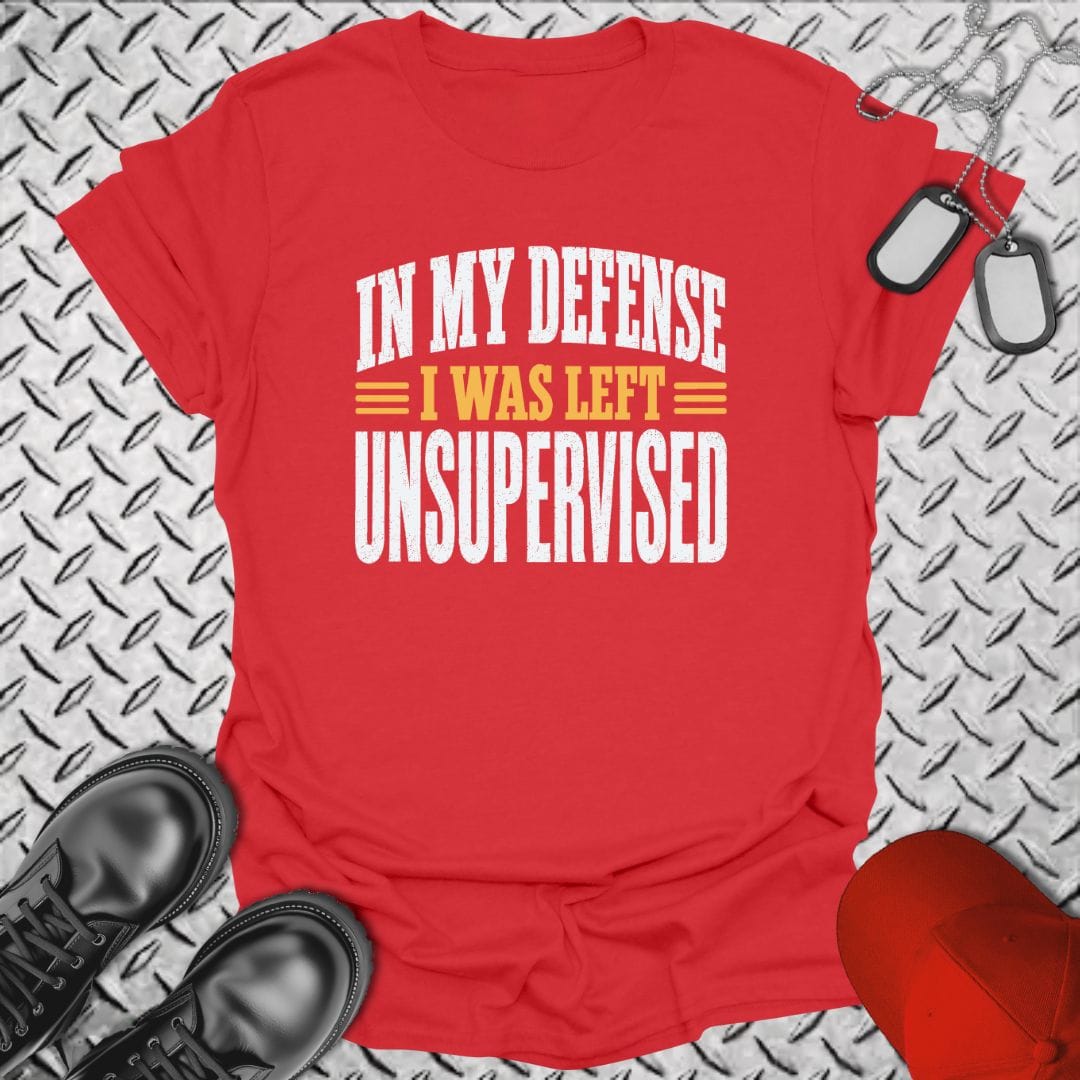 NavyHumor Everyday Tee Red / S I Was Left Unsupervised