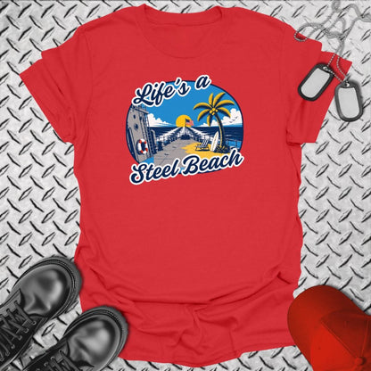 NavyHumor Everyday Tee Red / S Life's A Steel Beach