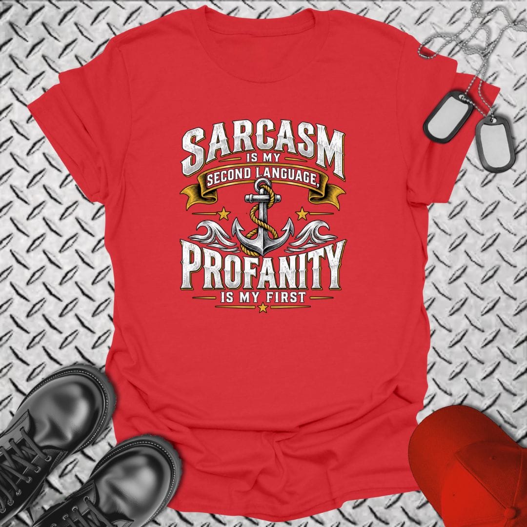 NavyHumor Everyday Tee Red / S Sarcasm Is My Second Language