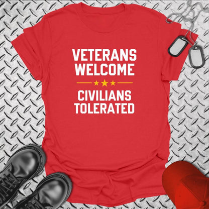 NavyHumor Everyday Tee Red / S Veterans Welcome - Civilians Tolerated