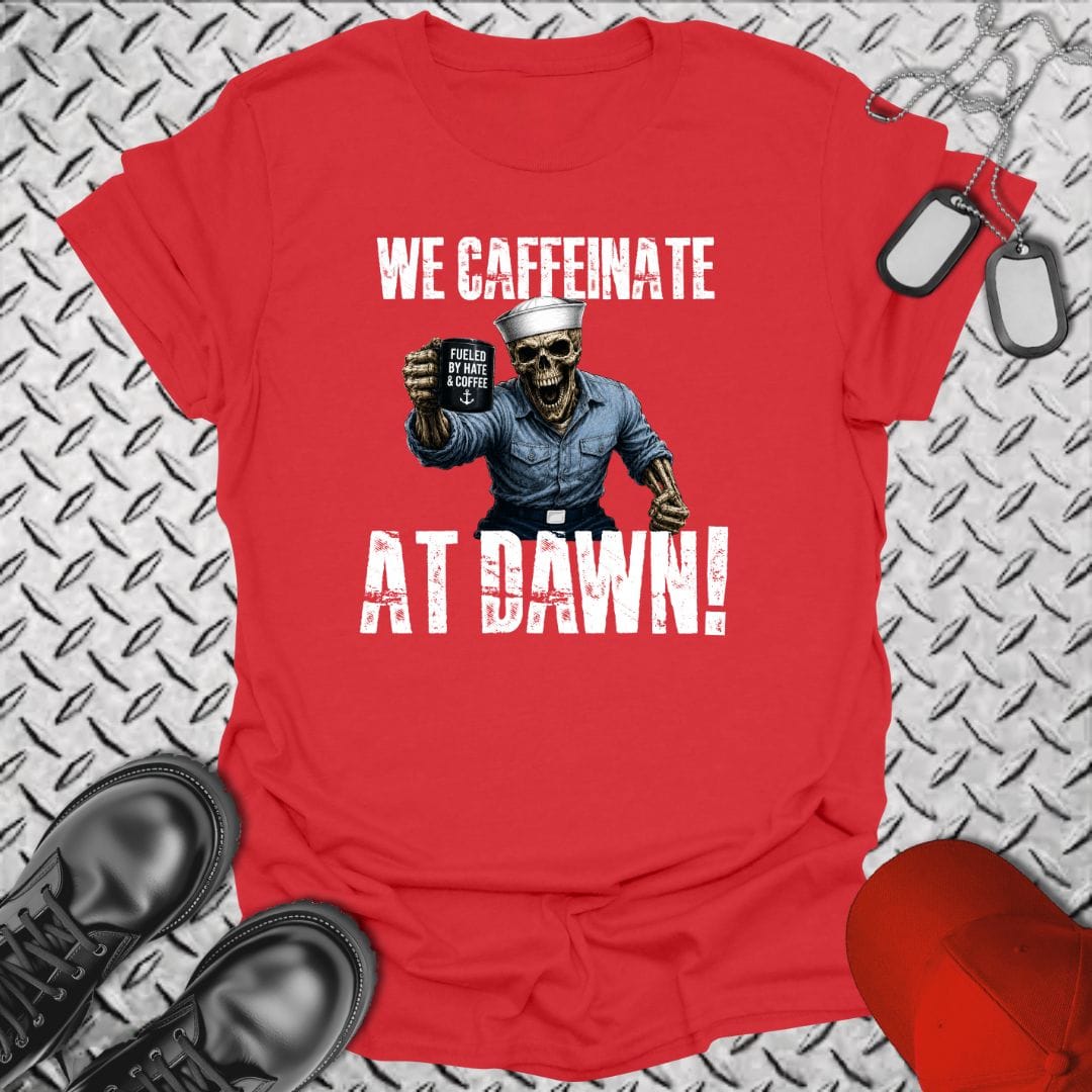 NavyHumor Everyday Tee Red / S We Caffeinate At Dawn