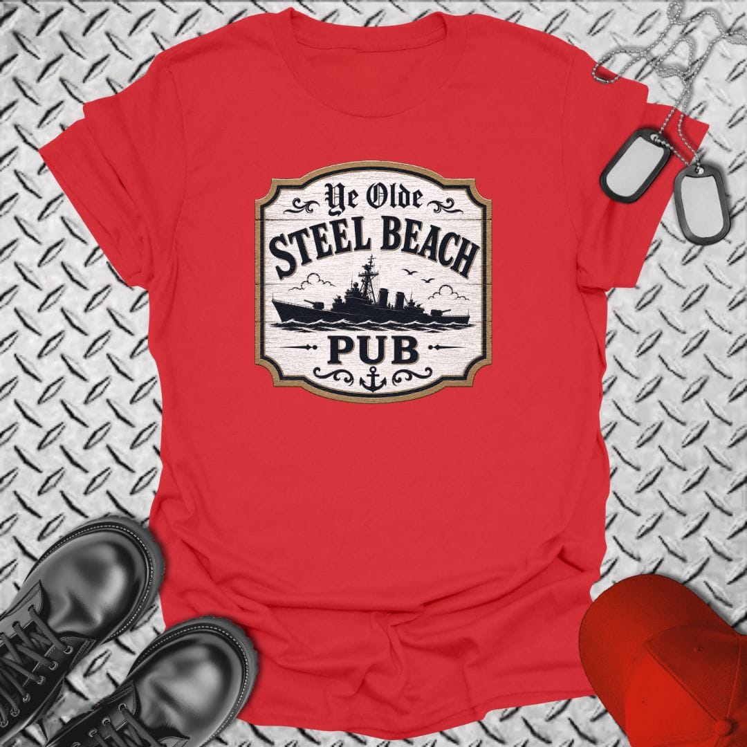 NavyHumor Everyday Tee Red / S Ye Olde Steel Beach