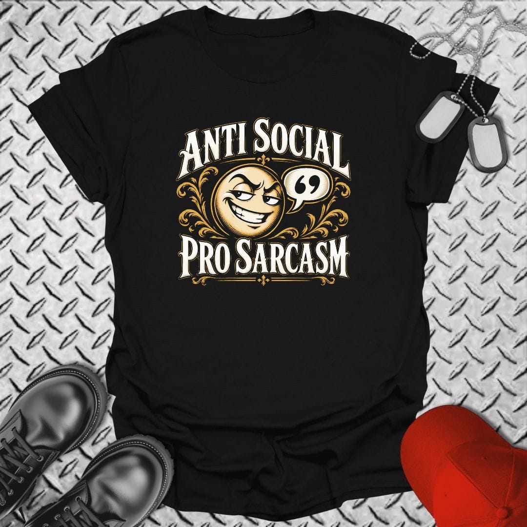 NavyHumor Everyday Tee S / Black Anti Social, Pro Sarcasm