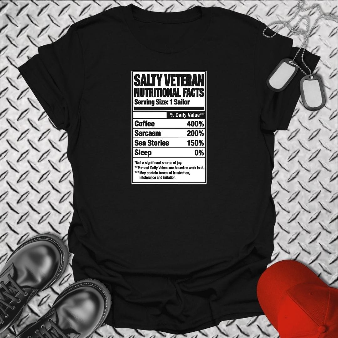 NavyHumor Everyday Tee S / Black Salty Veteran Nutritional Facts