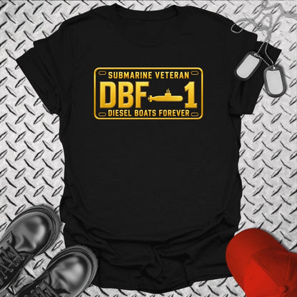 NavyHumor Everyday Tee S / Black Submarine Veteran - DBF License Plate