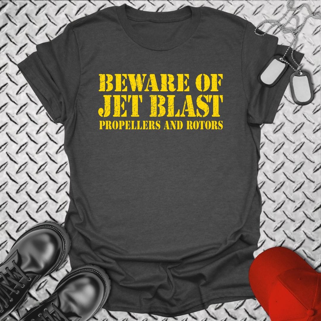 NavyHumor Everyday Tee S / Dark Heather Beware of Jet Blast