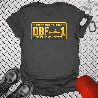 NavyHumor Everyday Tee S / Dark Heather Submarine Veteran - DBF License Plate