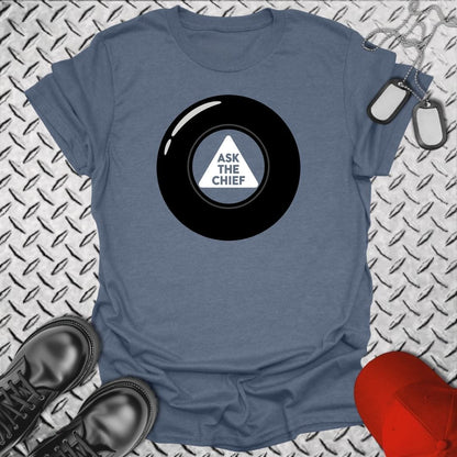 NavyHumor Everyday Tee S / Heather Indigo Ask The Chief Eight Ball