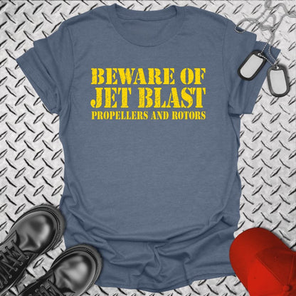 NavyHumor Everyday Tee S / Heather Indigo Beware of Jet Blast