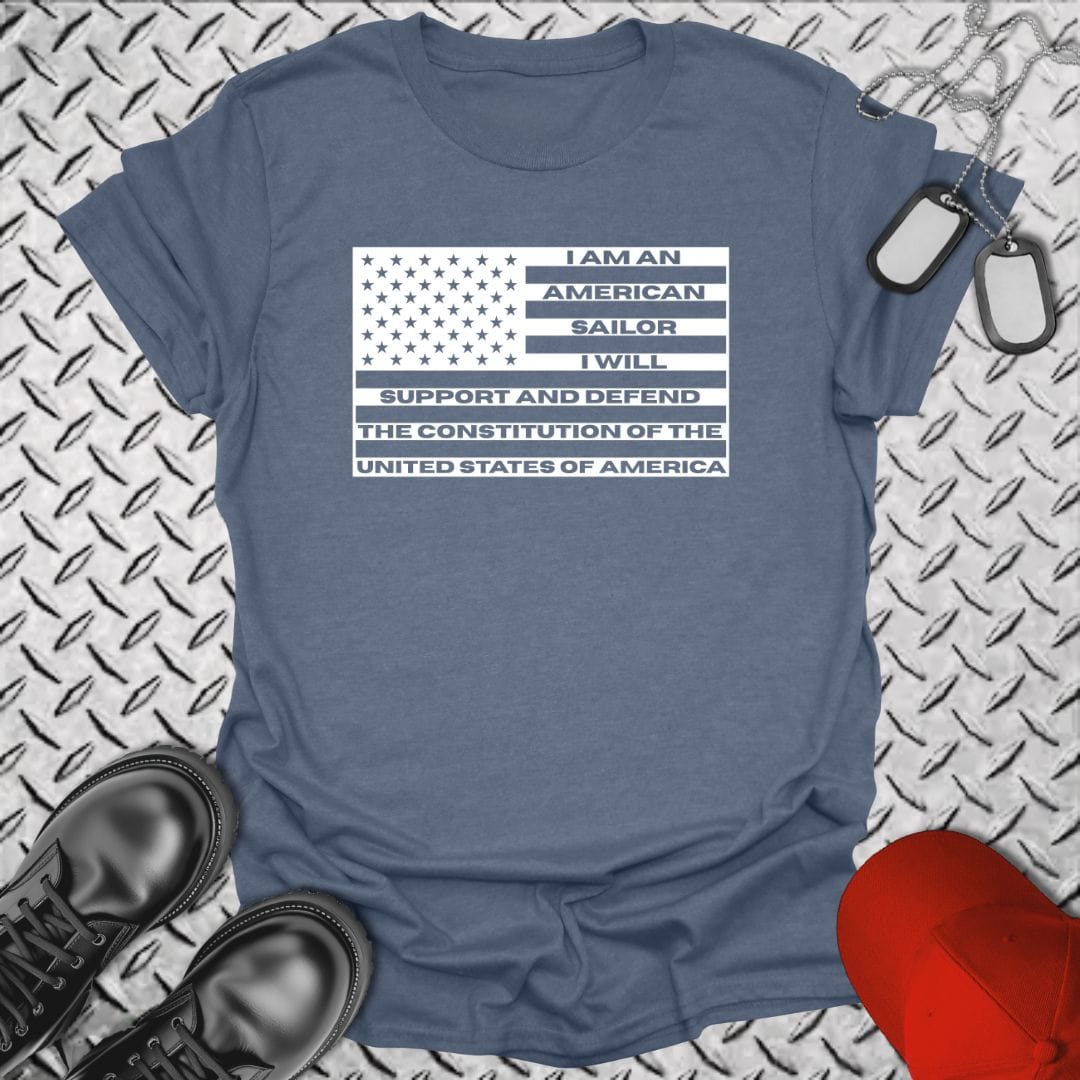 NavyHumor Everyday Tee S / Heather Indigo Sailor's Creed Flag