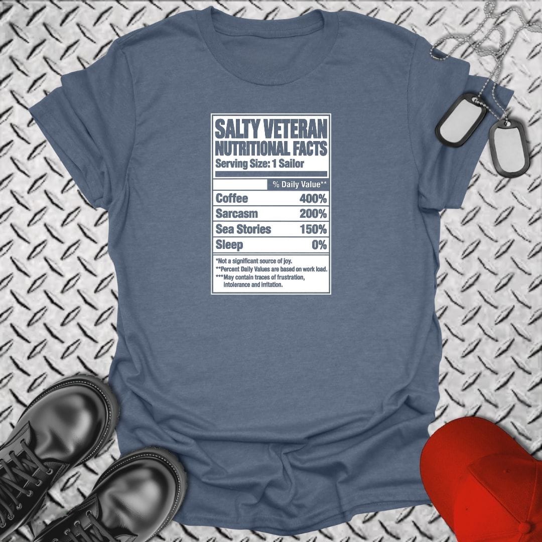 NavyHumor Everyday Tee S / Heather Indigo Salty Veteran Nutritional Facts