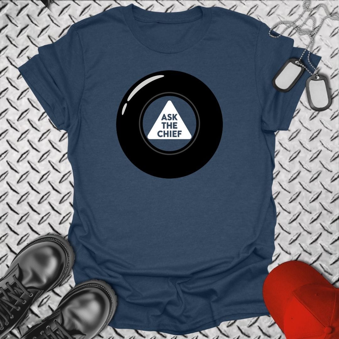 NavyHumor Everyday Tee S / Heather Navy Ask The Chief Eight Ball