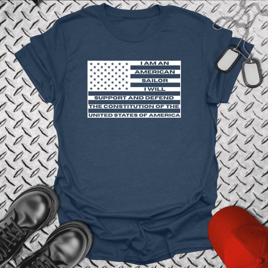 NavyHumor Everyday Tee S / Heather Navy Sailor's Creed Flag