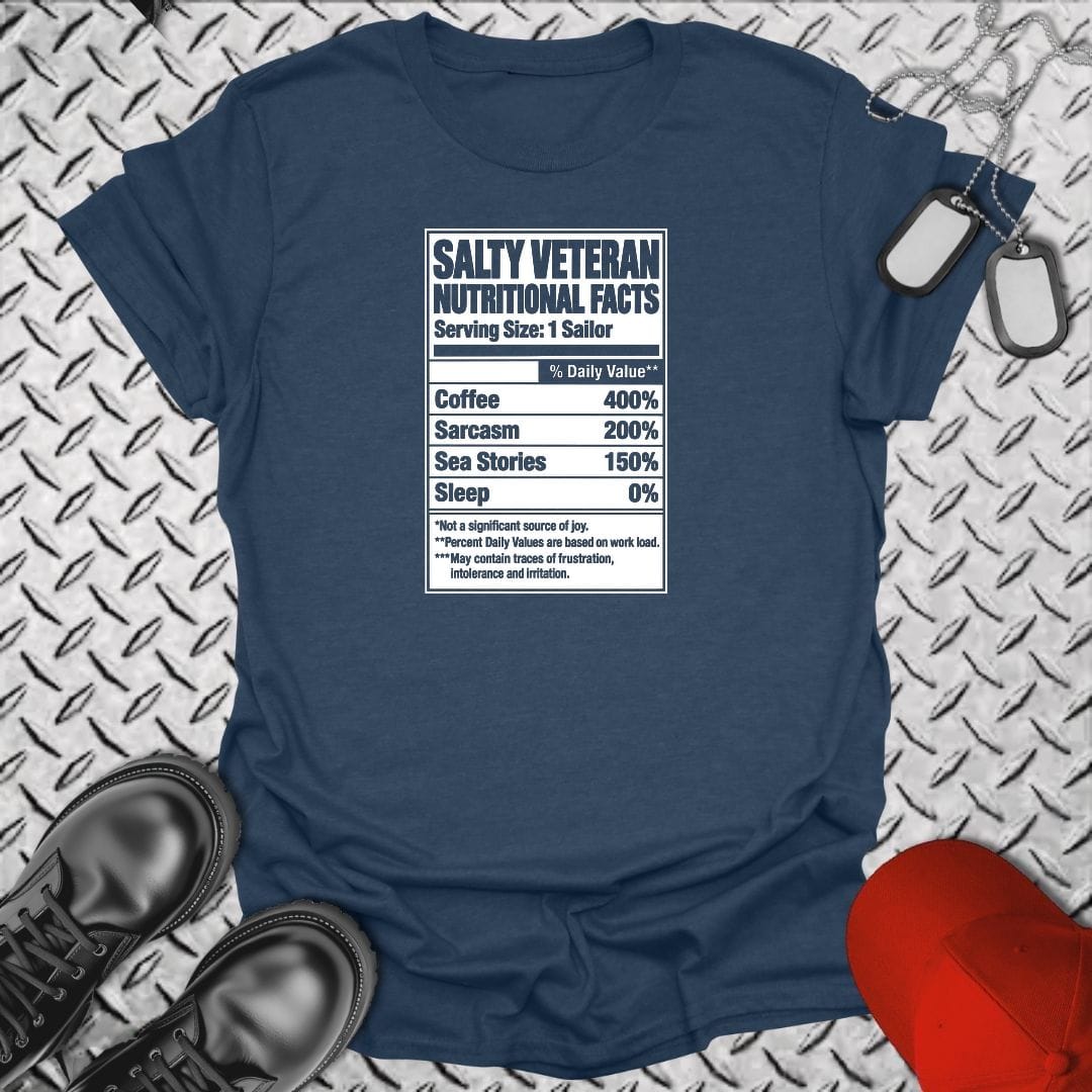 NavyHumor Everyday Tee S / Heather Navy Salty Veteran Nutritional Facts