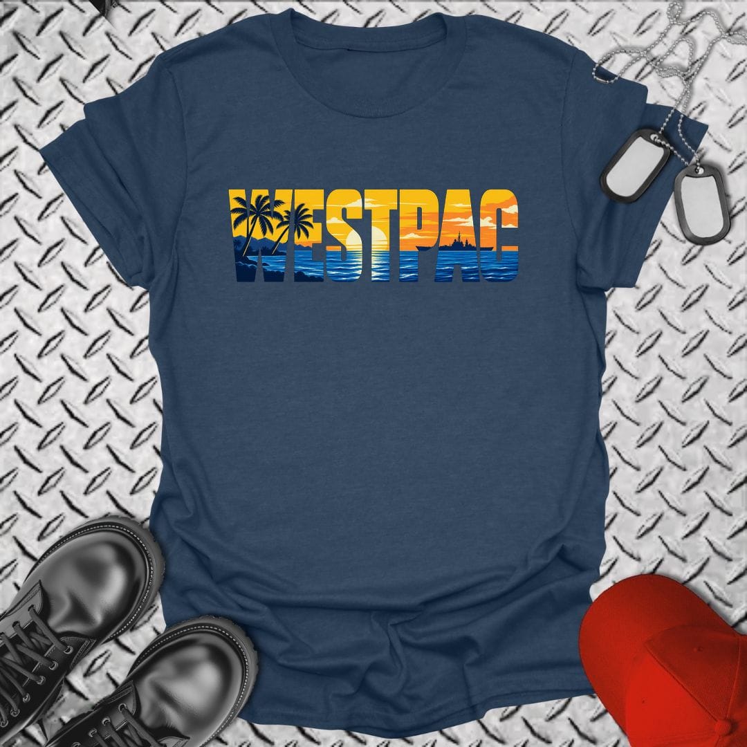 NavyHumor Everyday Tee S / Heather Navy WESTPAC Sunset