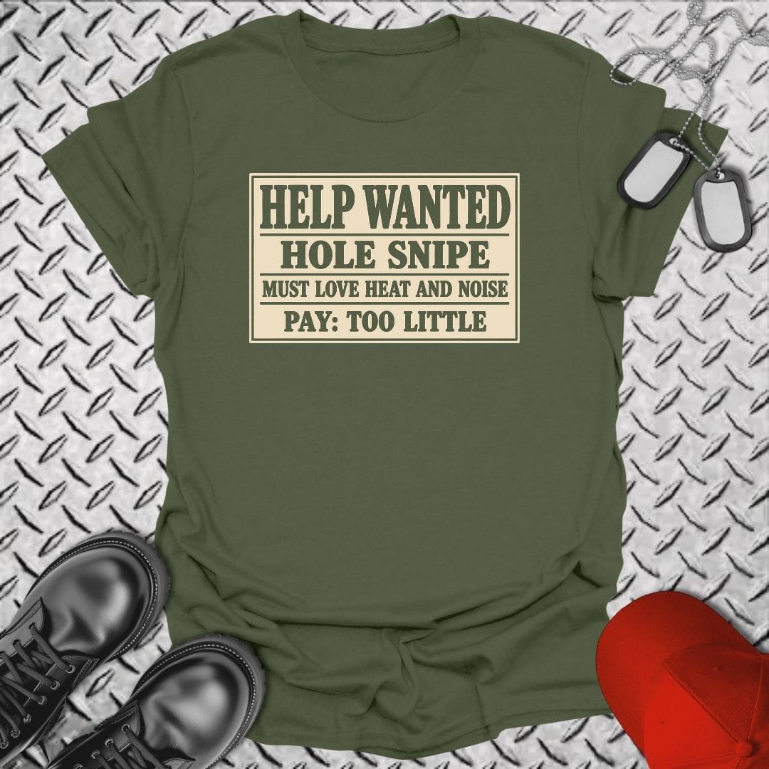 NavyHumor Everyday Tee S / Military Green Hole Snipe Help Wanted