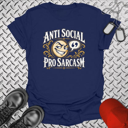 NavyHumor Everyday Tee S / Navy Anti Social, Pro Sarcasm