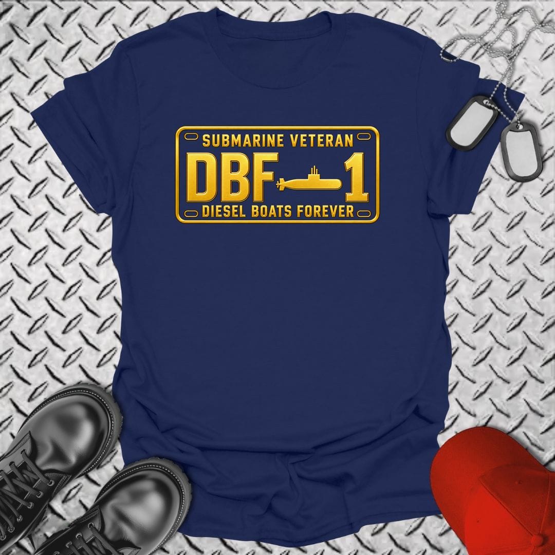 NavyHumor Everyday Tee S / Navy Submarine Veteran - DBF License Plate