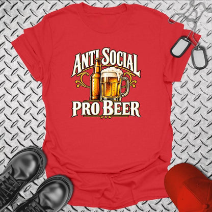 NavyHumor Everyday Tee S / Red Anti Social, Pro Beer