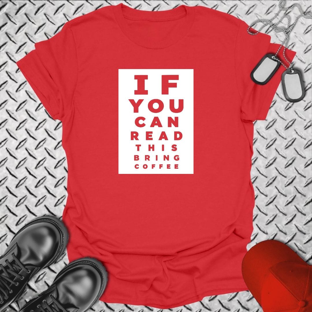 NavyHumor Everyday Tee S / Red Bring Coffee Eye Chart