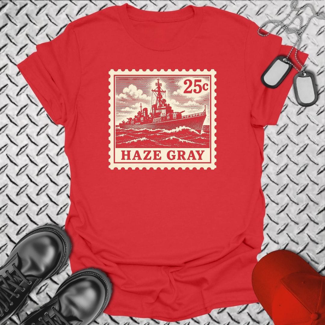 NavyHumor Everyday Tee S / Red Haze Gray Stamp