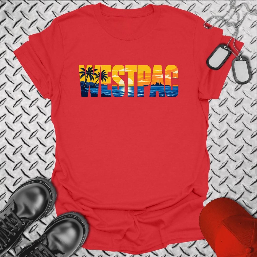 NavyHumor Everyday Tee S / Red WESTPAC Sunset