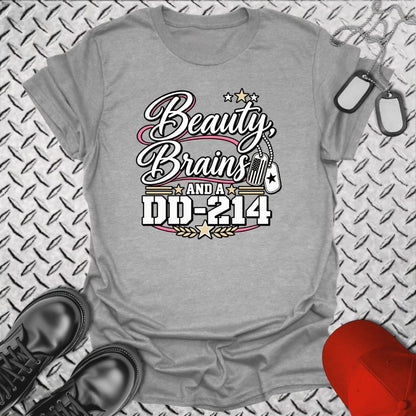 NavyHumor Everyday Tee Sport Grey / S Beauty, Brains, and a DD-214 - DT