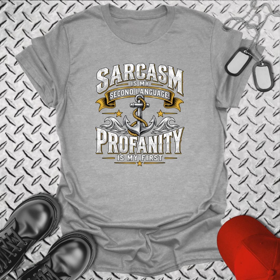 NavyHumor Everyday Tee Sport Grey / S Sarcasm Is My Second Language
