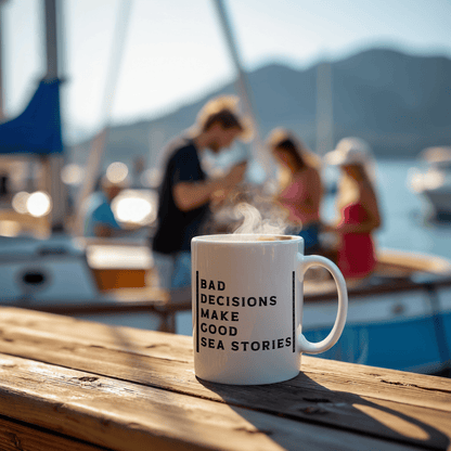 NavyHumor GEAR Bad Decisions Mug (white)