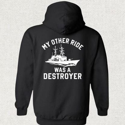 NavyHumor Hoodie Black / S My Other Ride Was A Destroyer Hoodie