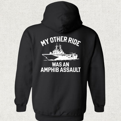 NavyHumor Hoodie Black / S My Other Ride Was An Amphib Assault Hoodie