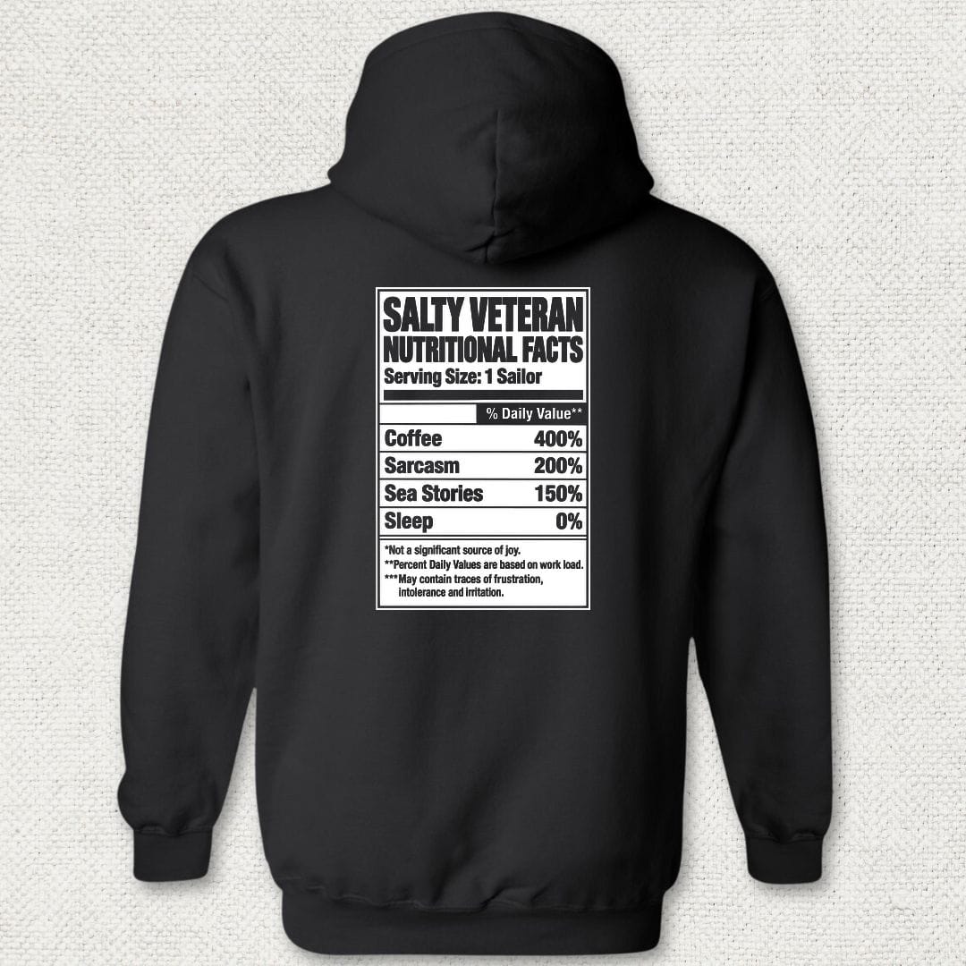 NavyHumor Hoodie Black / S Salty Veteran Nutritional Facts Hoodie