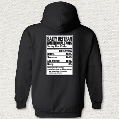 NavyHumor Hoodie Black / S Salty Veteran Nutritional Facts Hoodie