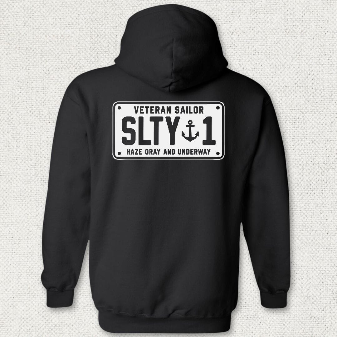 NavyHumor Hoodie Black / S Veteran Sailor License Plate Hoodie