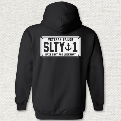 NavyHumor Hoodie Black / S Veteran Sailor License Plate Hoodie