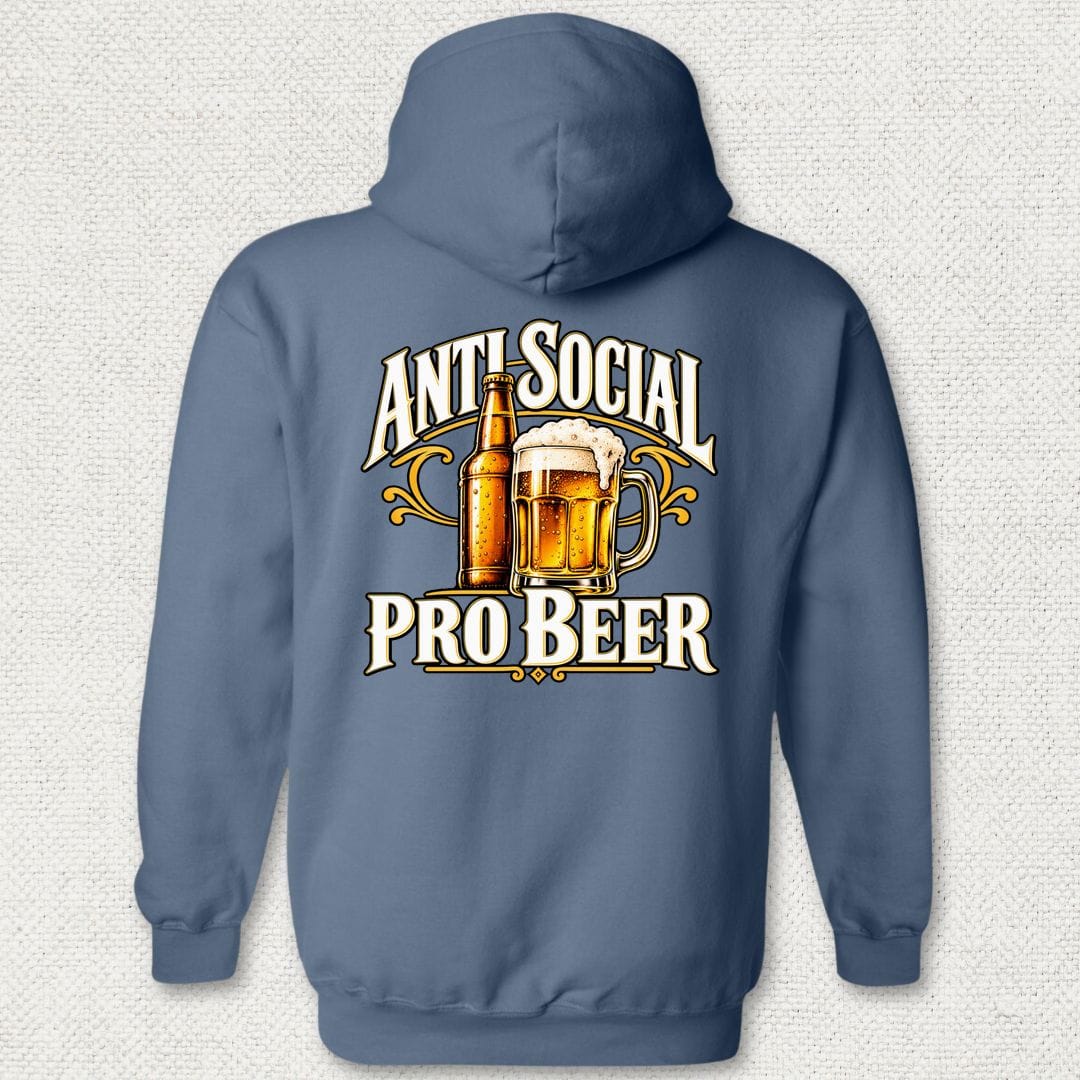 NavyHumor Hoodie Heather Navy / S Anti Social, Pro Beer Hoodie