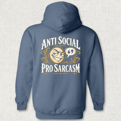 NavyHumor Hoodie Heather Navy / S Anti Social, Pro Sarcasm Hoodie