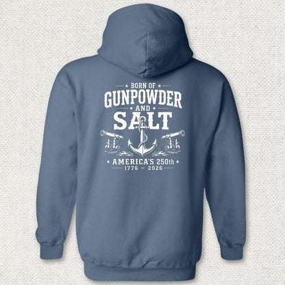 NavyHumor Hoodie Heather Navy / S Born of Gunpowder & Salt - America's 250th Hoodie