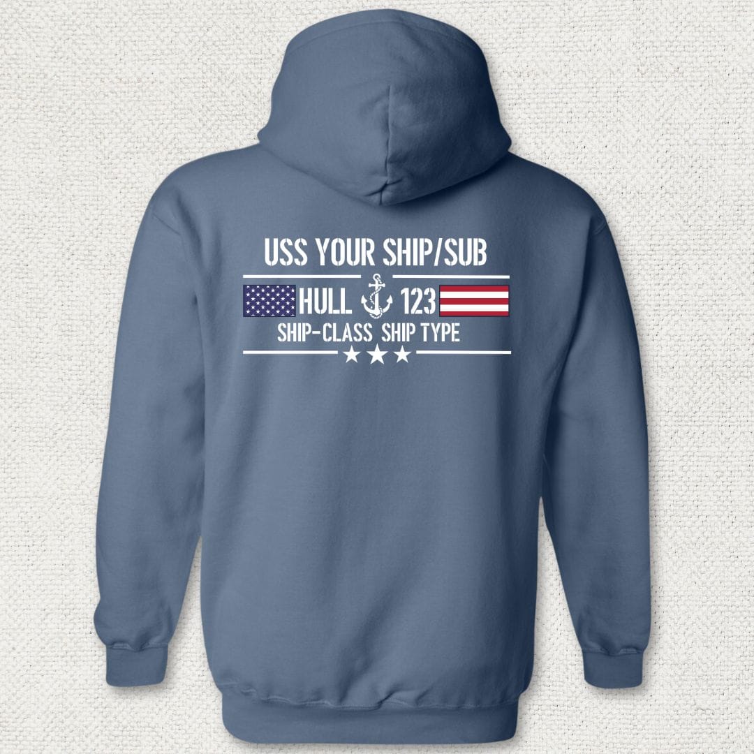 NavyHumor Hoodie Heather Navy / S Flag & Anchor - Add Your Command Hoodie